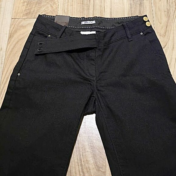 New Banana Republic Black Trouser Jeans Wide Leg Cuffed Sz 2 Womens Pants 30x31 - Picture 6 of 16